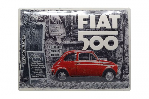 Blechschild "Fiat 500 rot" - 40 x 30cm